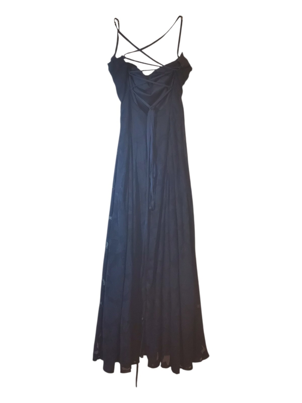 Navy Strappy Maxi Dress - Elegant Women's Evening Gown Size 6
